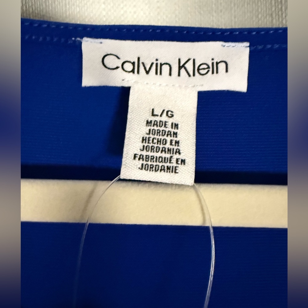 Calvin Klein Sheer Long Sleeve Blouse in Admiral Blue Size Large - Picture 3 of 9